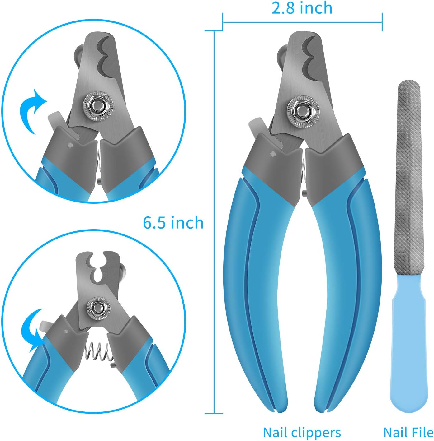 FMU Dog & Cat Pets Nail Clippers and Trimmer - with Quick Safety Guard to Avoid Over-Cutting Toenail - Razor Sharp Blades, Professional Grooming Tool for Large Medium Small Breed Animals