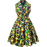 HongyuAmy African Print Sleeveless Dress Ankara Lace-up Dress Wax Fashion Dress