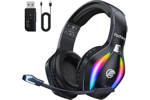 Fachixy FC100 Wireless Gaming Headset with Microphone for PS5, PS4- Gamer Headset with Mic - Bluetooth Headphones with 50Hrs Battery Life - for PC, Mac, Tablets, Switch and Smartphones