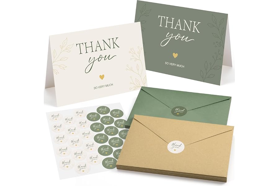 30-pack Thank You Cards Bulk with Envelopes & Stickers, Blank Note Cards | 4x6 Blank Thank You Note Cards for Wedding, Bridal