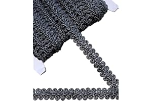 MSCFTFB 14 Yards Gimp Braid Trim,1/2 inch Gift Wrap Ribbon, Woven Fabric Lace Trim for Upholstery Costume Curtain,Lamp,Jewelry,Decorative Embellishment for Sewing Craft (Black)