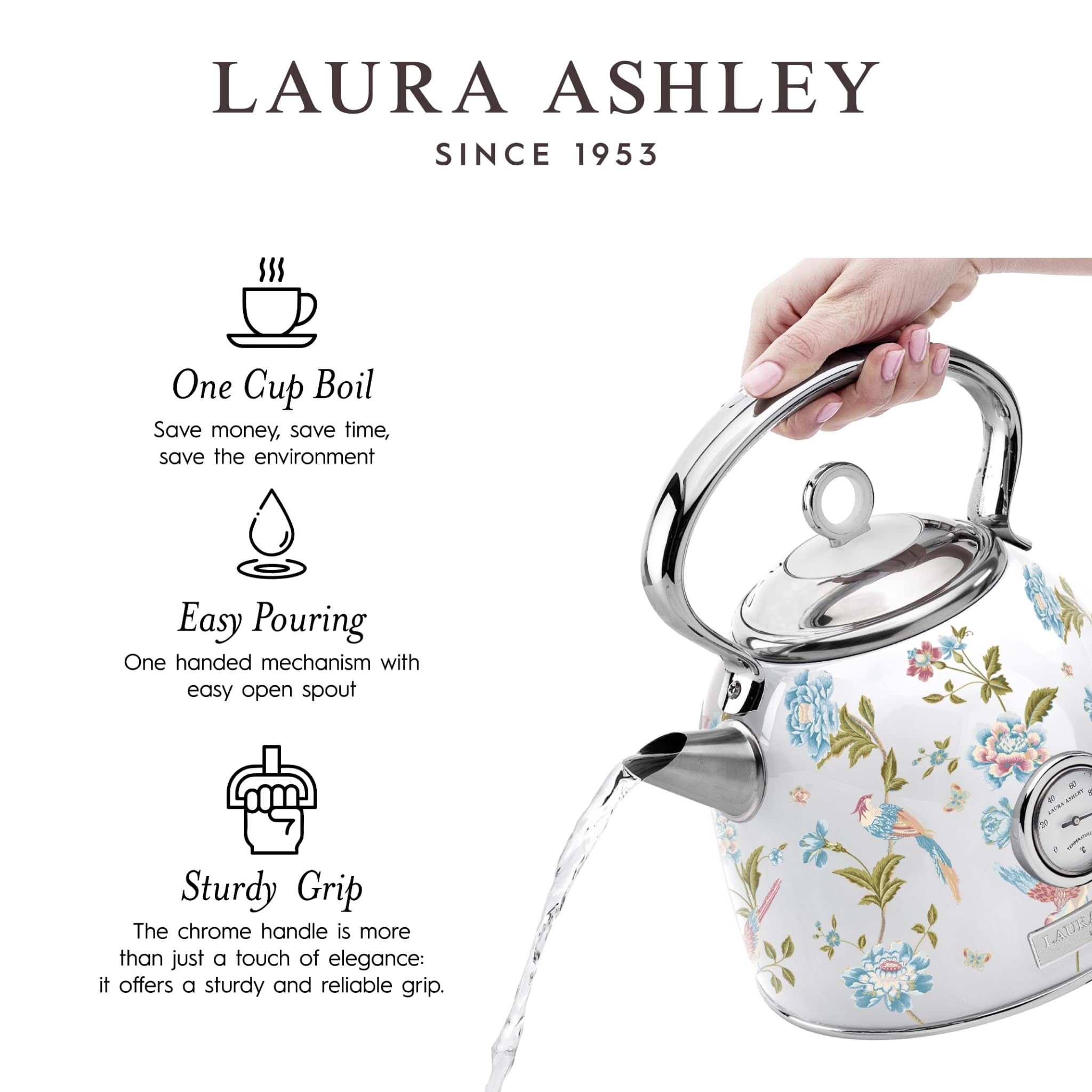 VQ - Hervidor de agua con cúpula Laura Ashley de 1,7 L - Elveden White