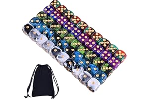 AUSTOR 50 Pieces 6 Sided Game Dice Set 5 Two Tone Colors Dice with Gold Pips Round Corner Dice for Playing Games Like Tenzi, Farkle, Yahtzee, Bunco or Teaching Math
