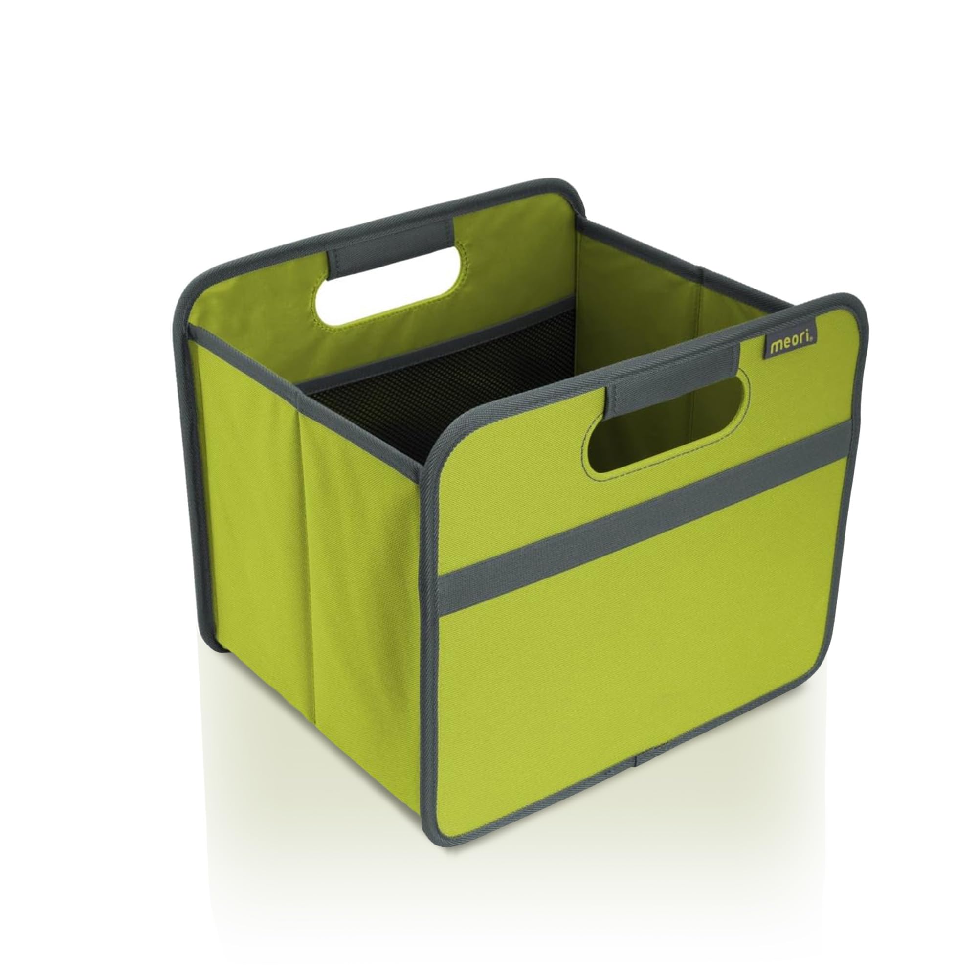 Foldable folding box with handles and a compartment with two elastic mesh pockets. Ideal for tidying away., Polyester, Green, Faltbox