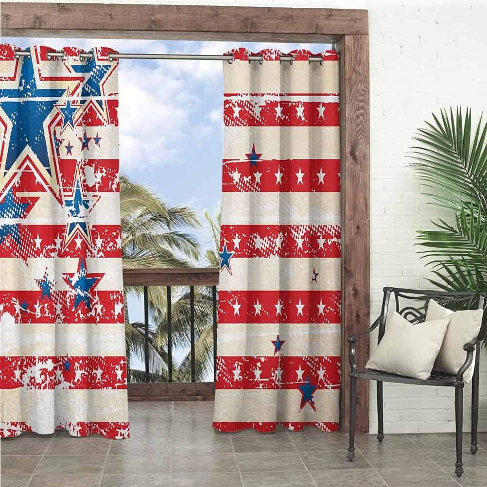 ScottDecor American Flag Cabana Curtain Decorative Sliding Door Curtain USA National Star