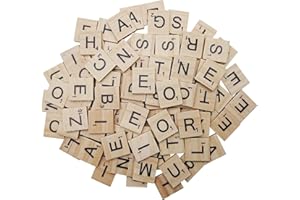 MANSHU 1000PCS Wooden Scrabble Tiles, Scrabble Letters for Crafts - Making Alphabet Coasters and Scrabble Crossword Game