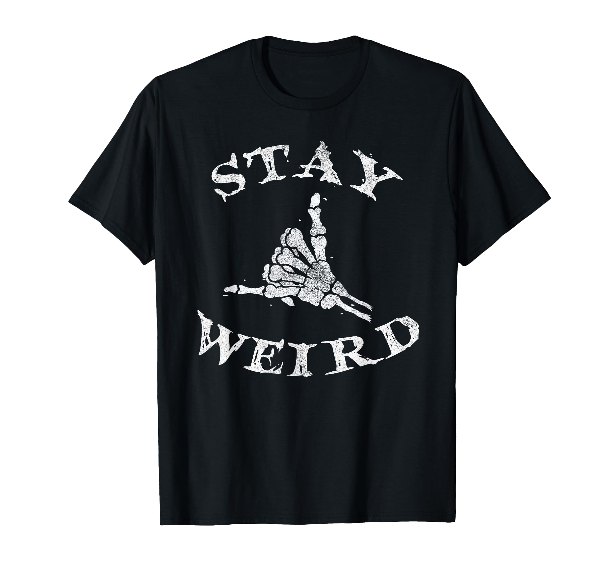 Photo 1 of Stay Weird Gothic Skeleton Hand Shaka, Novelty Halloween T-Shirt 3xl