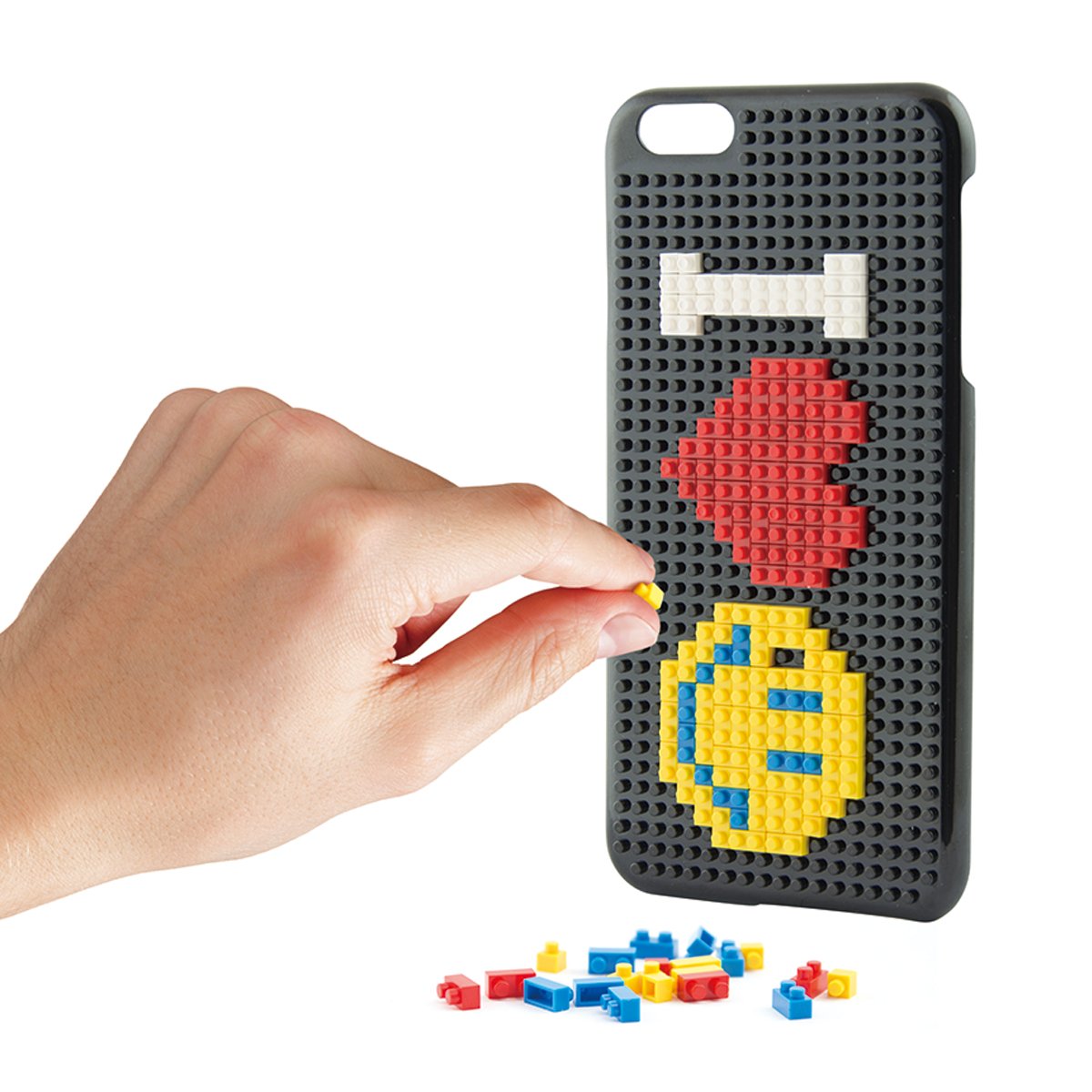 KSIX smart your tech iPhone SE 2022 SE 2020 8 7 Case, Semi Hard Case, Includes Lego Pieces, Black
