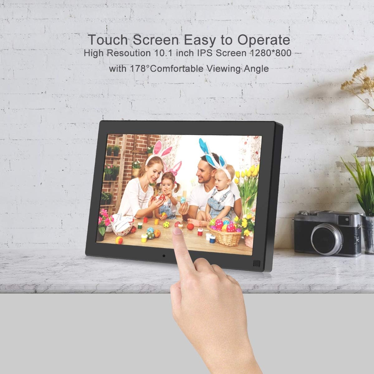 BSIMB Digital Picture Frame 10.1 Inch WiFi 16GB Digital Photo Frame 1280x800 IPS Touch Screen Auto Rotate Motion Sensor Add Photos/Videos from iPhone & Android App/Twitter/Facebook/Email W10 : Electronics