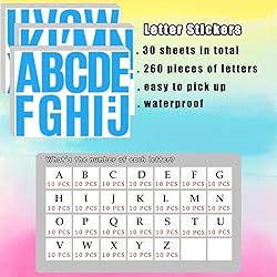 Bemeol 30 Sheets Letter Stickers 4 Inch Self