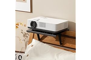 CABTE No Drilling Metal Projector Mount, Adjustable Angle Projector Mount Shelf for Sofa and Bedside, Foldable for Storage,Perforated Design for Heat Dissipation,Projector Wall Mount for Living Room