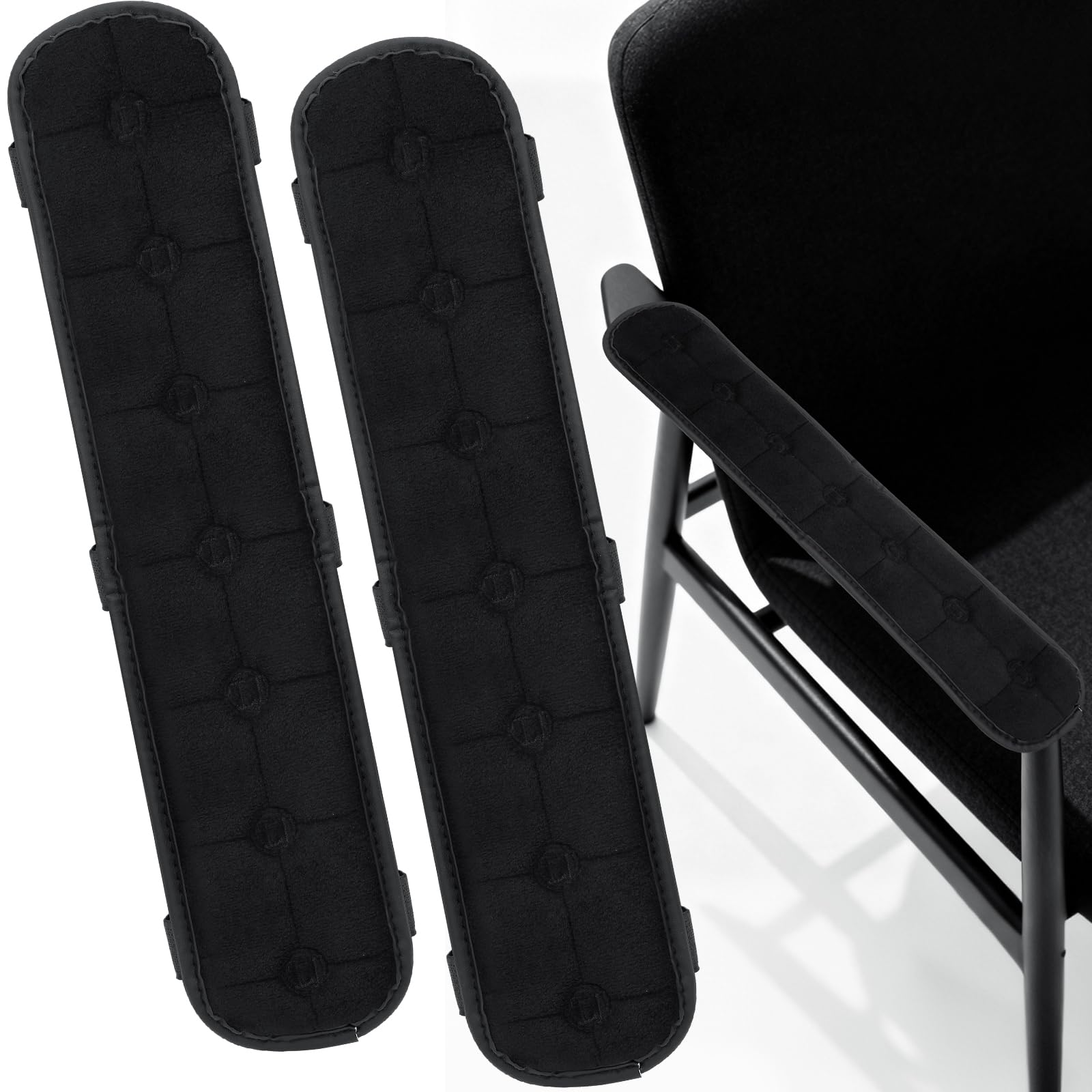 Photo 1 of 2PCS Velvet Office Chair Armrest Covers with Elastic Straps for Desk & Computer Gaming Chairs Universal Fit Chair Armrest Mats-Soft & Durable
