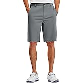 PULI Men's 10" Golf Shorts Dress Casual Summer Flat Front Lightweight Travel Short with Pockets