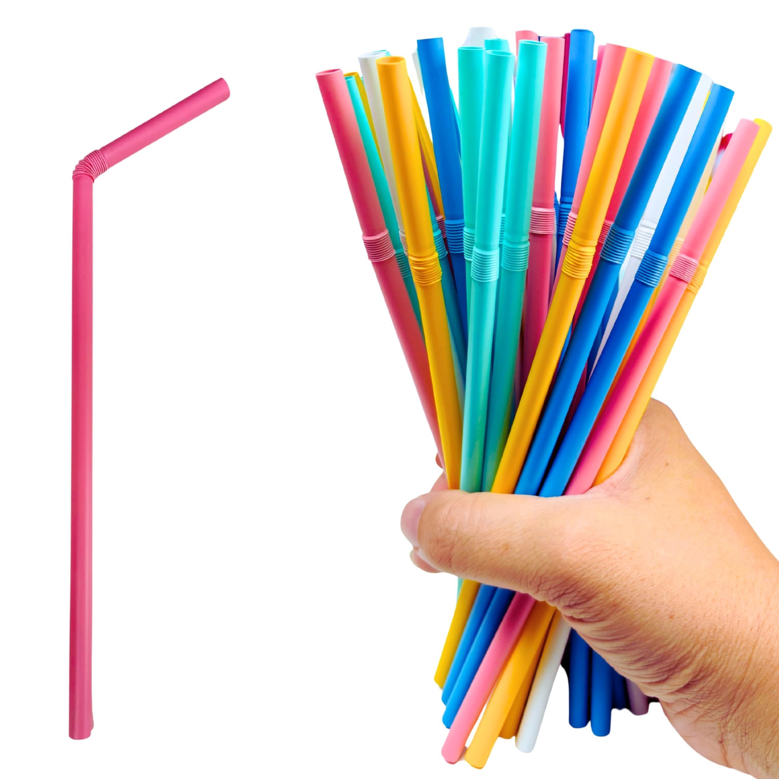 Plant-Based Reusable Straws – Colorful Flexible Drinking Straws Made from Natural Corn for Smoothies, Milkshakes, Slushies – Flexible Straws for Parties & Daily Use (Pack of 50)