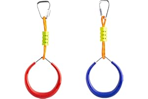 Cateam Ninja Slackline Accessories – Multicolor Gymnastic Rings Set of 2 with carabiners – Monkey bar Rings for Backyard Obst