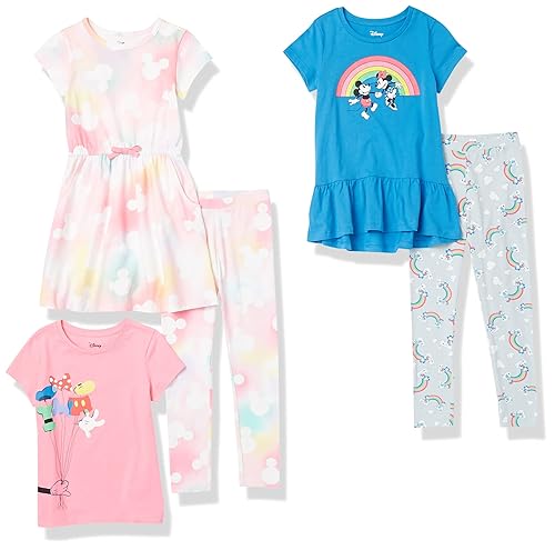 Amazon Essentials Disney | Marvel | Star Wars | Frozen | Princess Girls' Mix-and-Match Outfit Sets, Pack of 5, Mickey Rainbows, X-Small