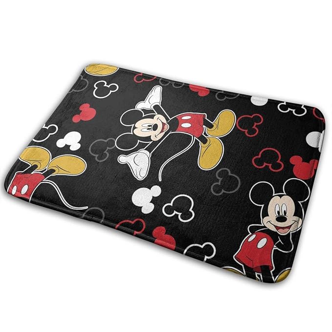 WSXEDC Floor Mat Mickey Mouse Black Entrance Doormat Non Slip 15.7 X 23