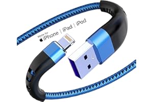 ESSRI 3 Pack Lightning Cable 3ft, [Apple MFI Certified] , Strong Nylon Braided Fast Charger Cord for Apple iPhone 13 Pro Max/12 Mini/11/XR/Xs/X/8/7/6/iPad Pro/Air/Mini Blue