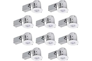 Globe Electric 90540 4" Swivel Round Trim Recessed Lighting Kit 10-Pack, White, Easy Install Push-N-Click Clips, 3.88" Hole S