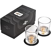 Official FIFA World Cup 2026 Edition - 8oz Whiskey Glass & Leather Coasters Gift Set - 2 of Each - Perfect for Parties, Bars, Tailgates, Mancaves & Gamedays - Once in a Lifetime Drinkware Set