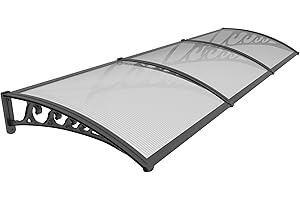 GUANSU-CN 60x120'' Window and Door Awning Exterior, UV/Rain/Snow/Sunlight Protection Sheet,UPF 50+ Polycarbonate Overhang Canopy,House Overdoor Awnings for Door Entrance Outside/Patio/Porch/Deck