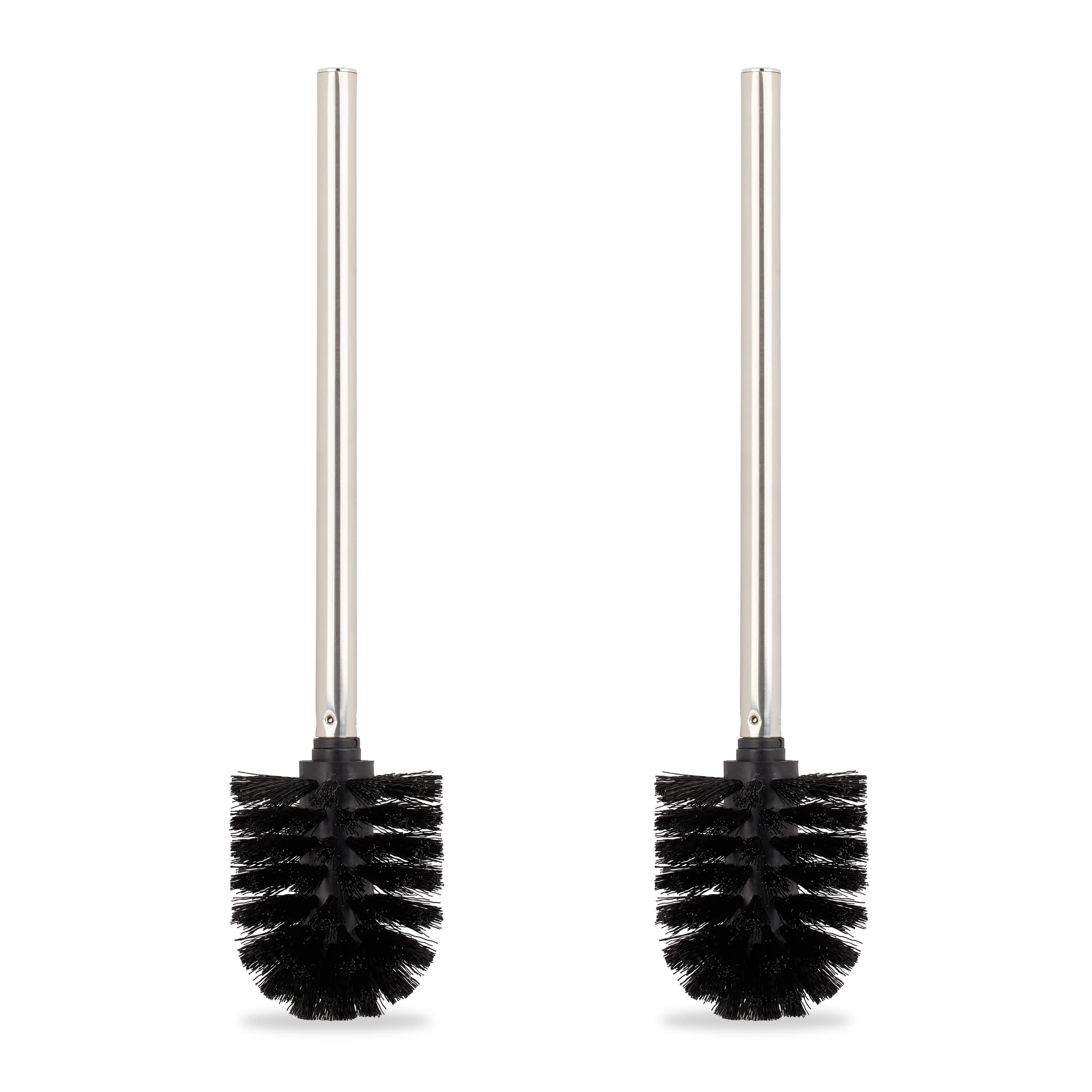 Relaxdays Toilet, Set of 2, Loo Brushes, WC, Removable Head, Bristles, No Holder Included Black 36 x 8 cm