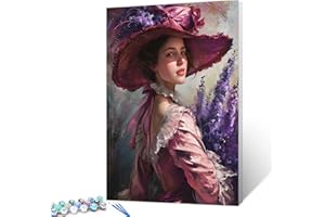Tucocoo Elegant Woman Paint by Number for Adults Beginner, DIY Oil Painting Kits on Canvas with Brushes and Acrylic Pigment, Purple Lavender Paris Style Picture for Home Decor 16x20 inch (Frameless)