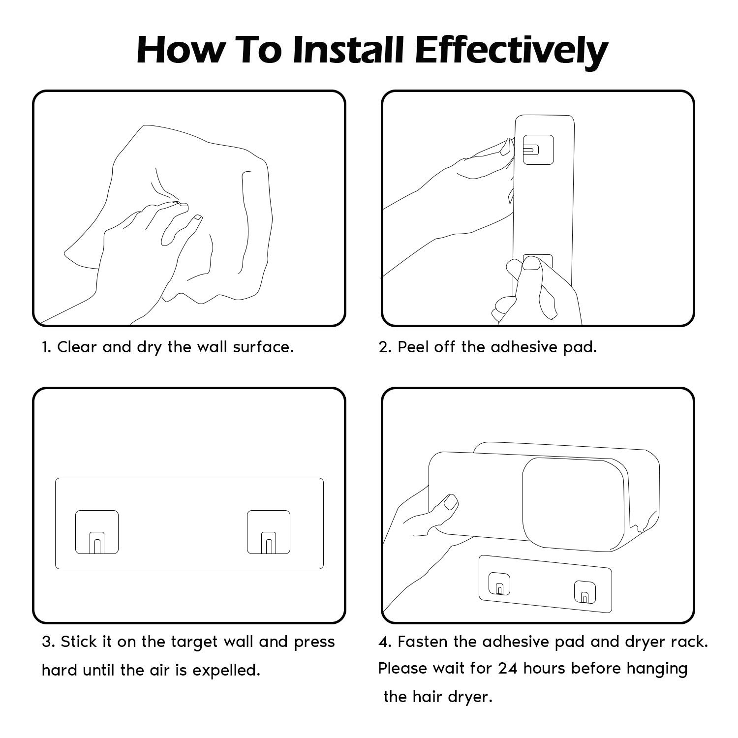 YIGII Adhesive Hair Dryer Holder - No Drilling Hair Dryer Rack Hair Care Styling Tool Organizer Holder for Bathroom Wall Mount Blow Dryer Holder Storage