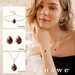 Linawe Ruby Necklace for Women Trendy, Red Crystal
