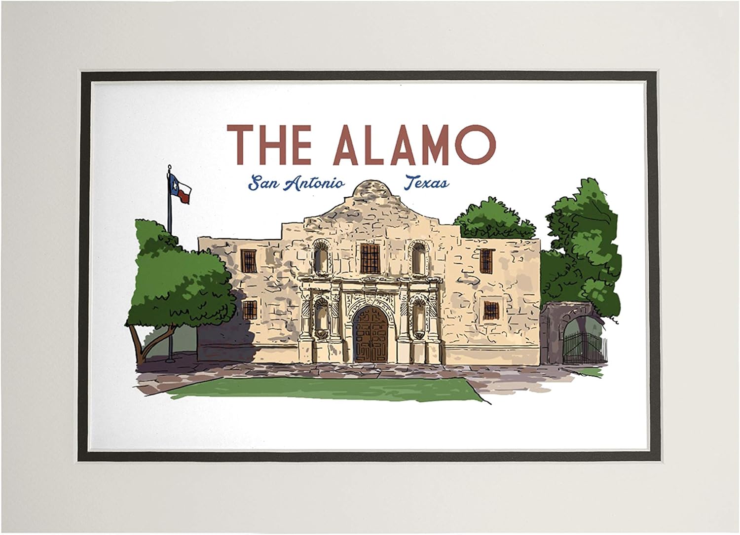 San Antonio, Texas The Alamo Line Drawing