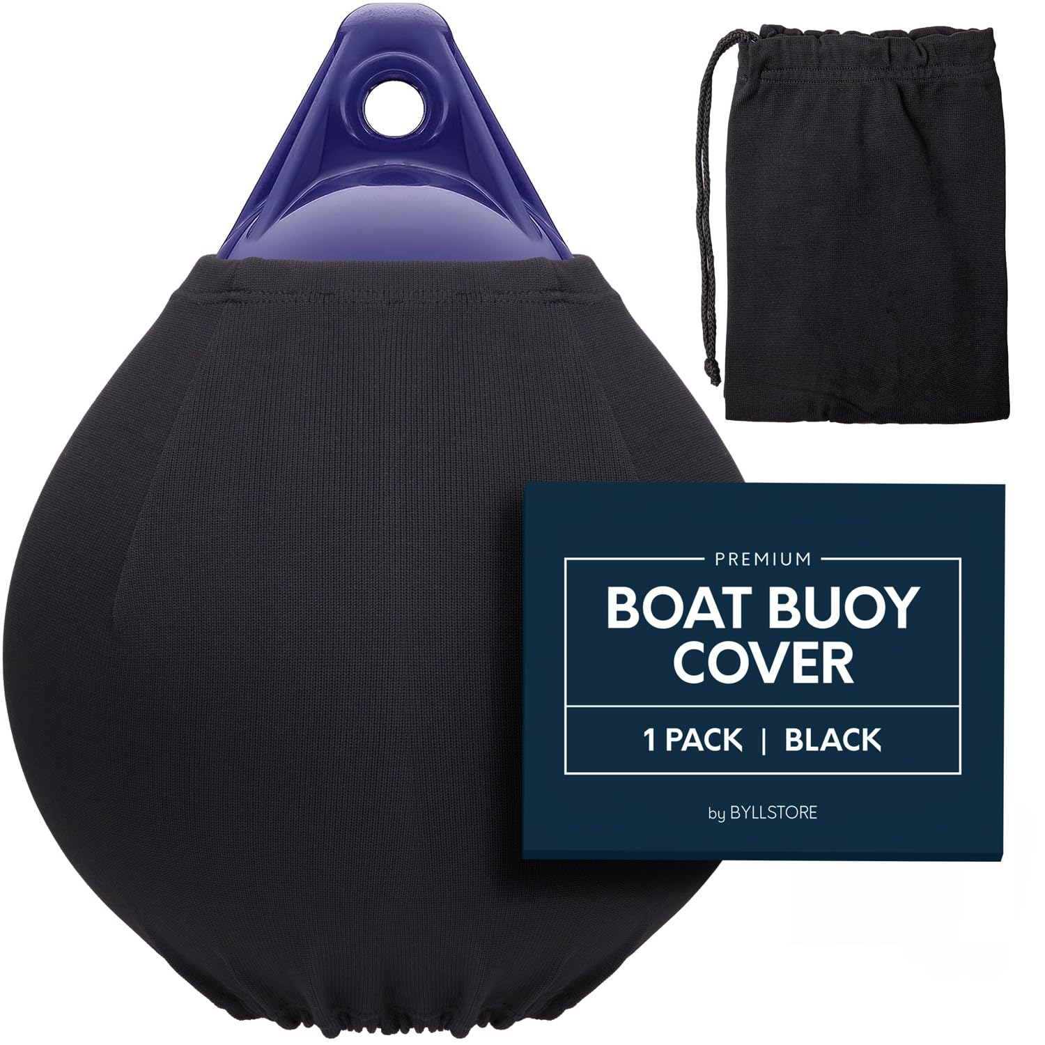 Photo 1 of Byllstore Boat Buoy Covers | 1, 2 & 4-Pack | Black | Diameter x Length: 15? x 19? & 17.5? x 21? | Polyester (1-Pack & 17.5? x 21?)