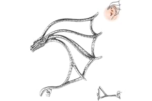 6ixGosh 1PCS Gothic Dragon Ear Cuff Stainless Steel Retro Dragon Earrings Punk Snake Dragon Fish Crocodile Cuff Wrap Earrings Cartilage Climber Ear Earrings Stud for Women Men, Gold/Silver/Black