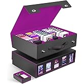 ZLCA Trading Card Storage Box 5-Row with Handle, MTG Storage Box | Holds 3900+ Cards with Commander Display, Top Loaders Organizer Case for TCG PTCG Sport Card(Black&amp;Purple)