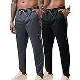 Liberty Pro 2 Pack: Men’s Joggers for Shorter Men - 29" Inseam Sweatpants with Zip Pockets, Regular Fit Tapered Workout Pants