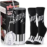 Umigy 2 Pcs Piano Gifts for Piano Players 20 oz Stainless Steel Musical Note Tumbler and Novelty Sock Graduation Music Teacher Appreciation Gifts Stuff for Pianist Women Music Lovers Musician Birthday