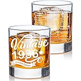 Old Fashioned Glasses-1936-Vintage 1936 old time information 10.25oz Whiskey Rocks Glass -90th Birthday Aged to Perfection - 90 years old gifts Bourbon Scotch Lowball Old Fashioned-1PACK