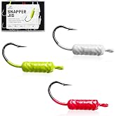 FishTrip Yellowtail Snapper Jigs 15Pcs Mixed Set Weighted 1/16-1/4 oz | Weighted Jig Heads with Sharp High Carbon Steel Hooks, Lead Head Fishing Jigs for Yellowtail Snapper, Saltwater &amp; Freshwater