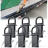 Aupar 5/8" Heavy-Duty Stake Pocket D Rings with Anti-Loss Cord | Adjustable 18,000 lbs Trailer Stake Pocket Tie-Down Utility for Flatbed Trucks and Trailers | 4 Adjustable Holes | 6 Pack