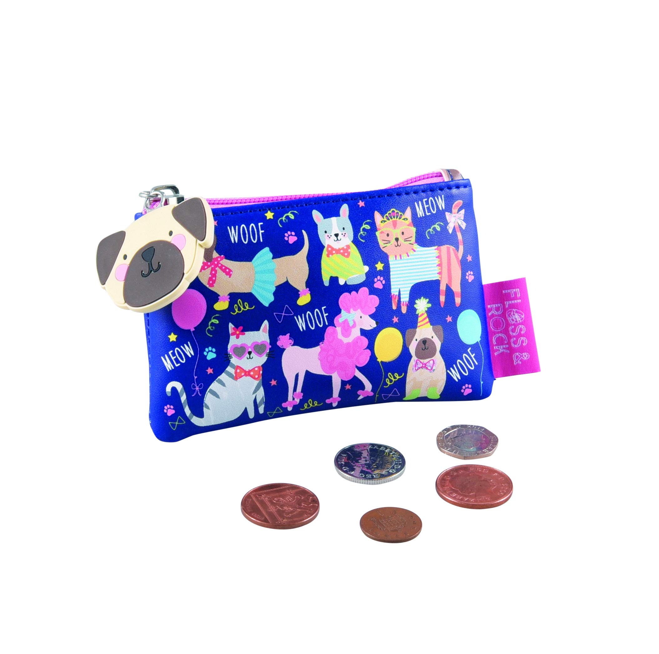 Purse with Zip and Charm Fob (Pets Party)