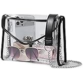 Bucosd Clear Purse for Women Stadium Approved, Clear Crossbody Bag with Leather Edging for Concert Sports Events