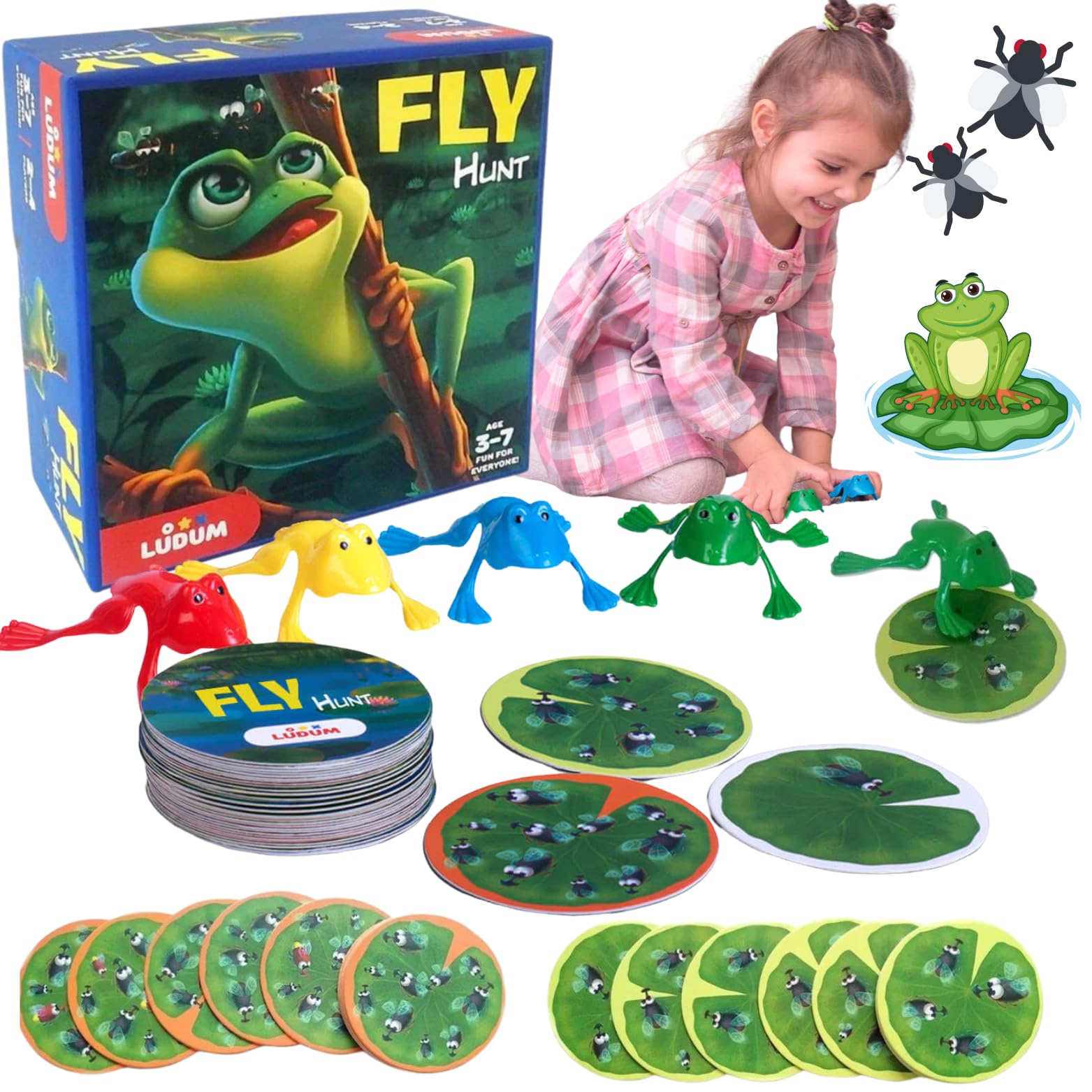 LUDUM Fly HUNT - Family board games for kids 3 and up till 100 years old- FUN educational toys for 3 year olds - Preschool learning toys for 3 year olds to learn Acount + birthday PARTY games for kids