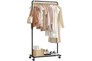 Sakugi Clothing Rack - Movable Multi-Functional Coat Rack with 4 Universal Wheels, Long-Lasting Metal Clothes Rack with Extra