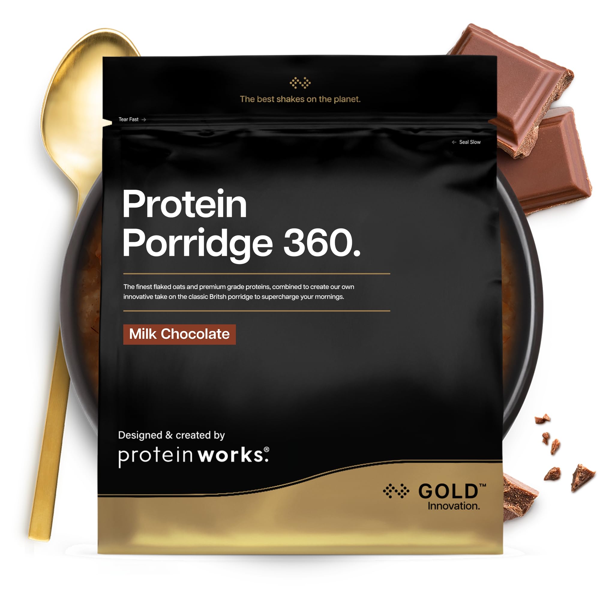 Protein Works | Protein Porridge 360 - Gold Innovation, High Protein, Low Sugar Breakfast, Added Vitamins & Minerals, Low GI Wholegrain Oats, High Fibre, Milk Chocolate, 26 Servings, 2kg