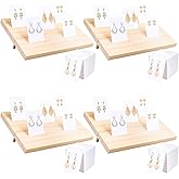 124Pcs Wood Earring Display Stand, Includes 4 Jewelry Display Stands with 120 Earring Card, Portable Earring Display Holder f