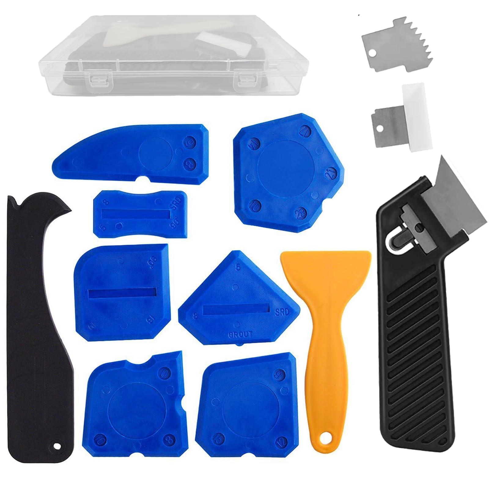 Silicone Sealant Remover, 12 PCS Silicone Remover Silicone Tool Finishing Caulking Tool Set for Bathroom Flooring Windows Kitchen