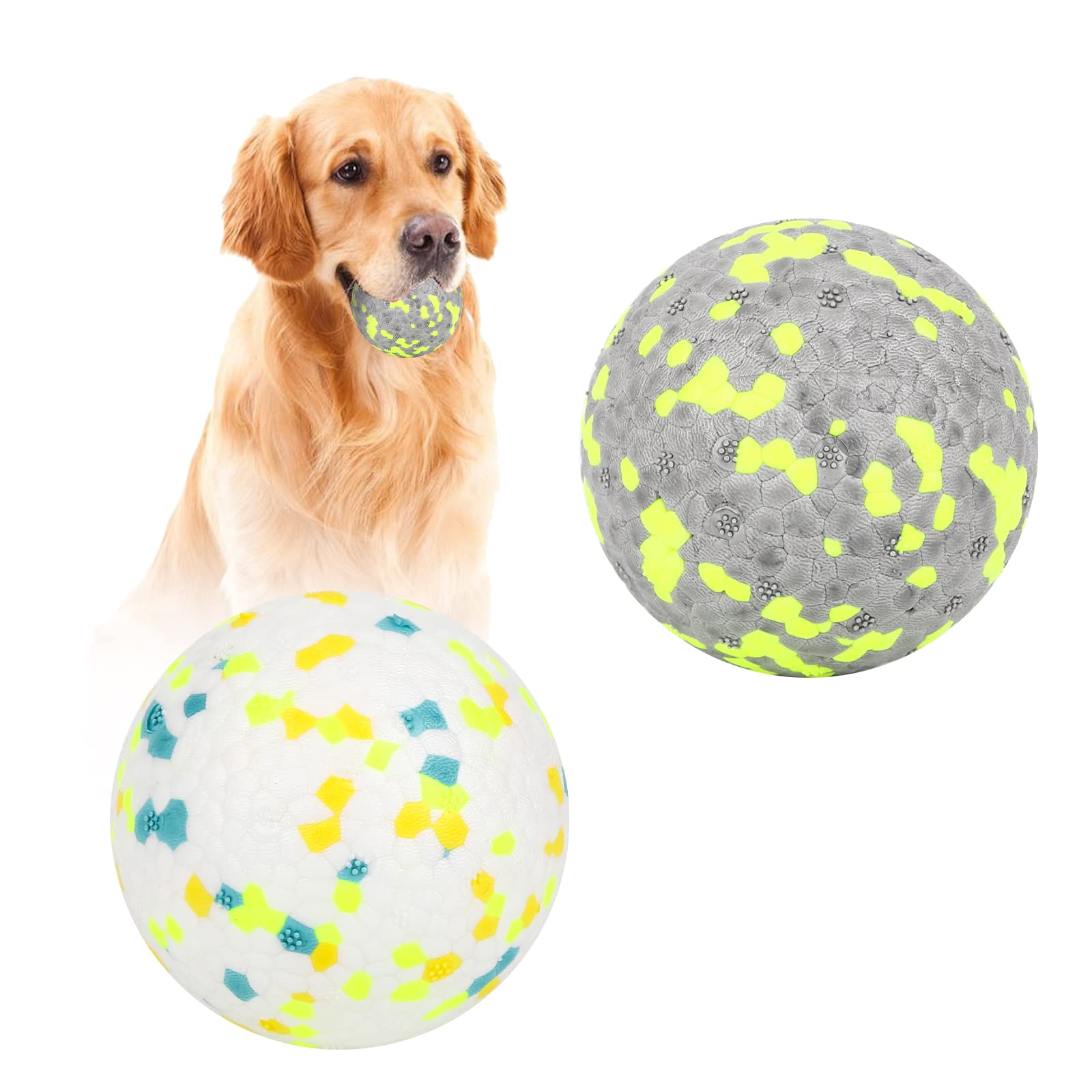 2 Pack Indestructible Ball Toys - High Bounce Rubber Balls, Durable Solid Interactive Balls, Resistant Teeth Training Toys for Small Medium Large Dogs and Puppies - Water Jump Fetch Play