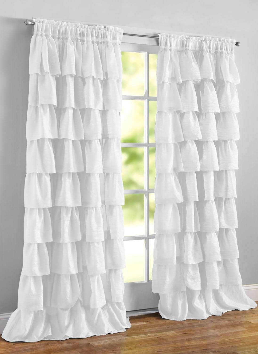 Carol Wright Gifts Ruffled Layered Curtains, White, Size 54