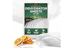 LOVA (12 Pack) Silicone Dehydrator Sheets (Free Recipes) (14in.x14in.) Dehydrator Accessories for Cosori, Excalibur, Magic Mill- Fine Mesh Trays - Mats, Jerky, Fruit and More