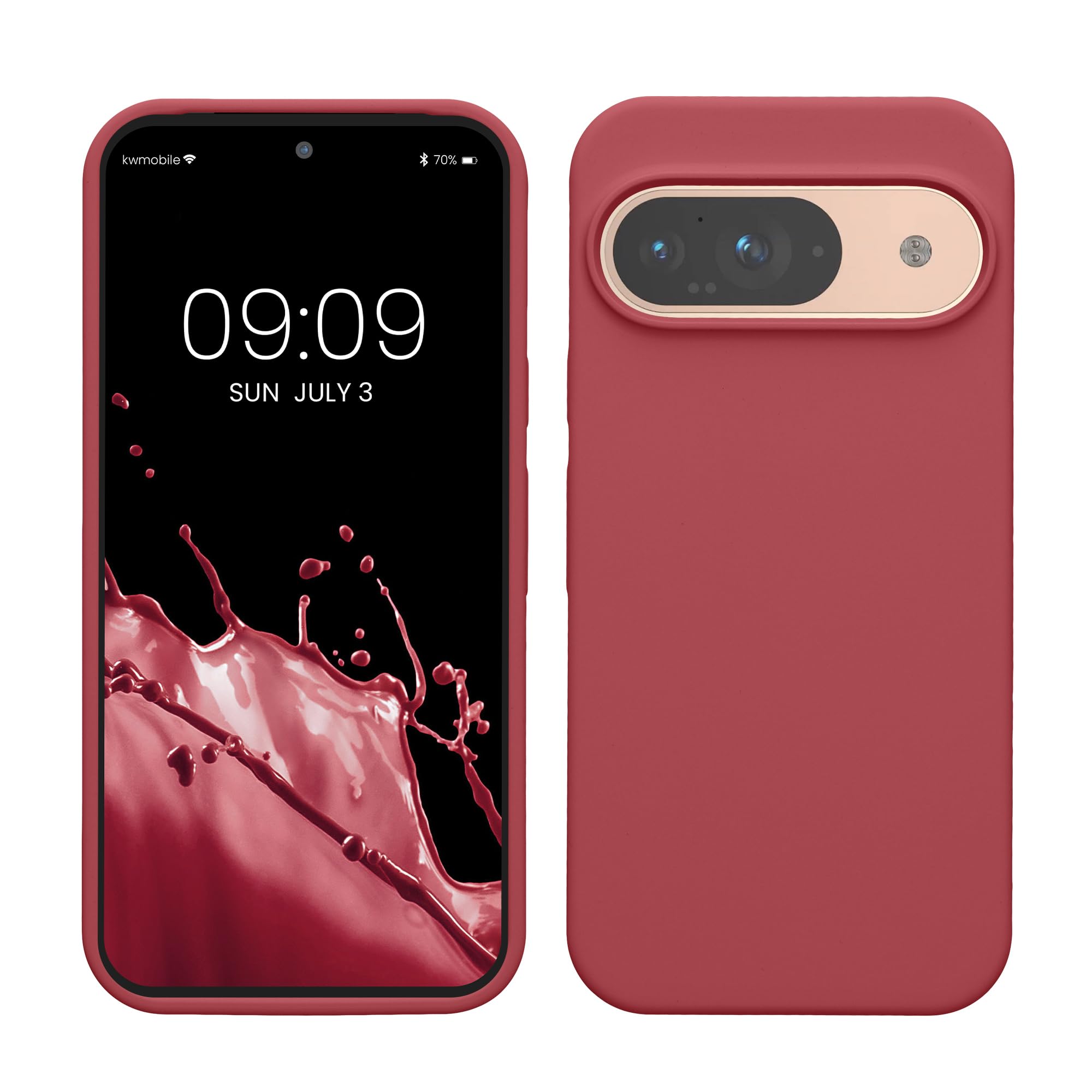 kwmobile Case Compatible with Google Pixel 9 Case - Soft Cover Compatible with Google Pixel 9 Pro Cover - Wireless Charging Dark Rose