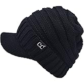 C.C Trendy Warm Oversized Chunky Soft Oversized Ribbed Slouchy Knit Hat with Visor Brim